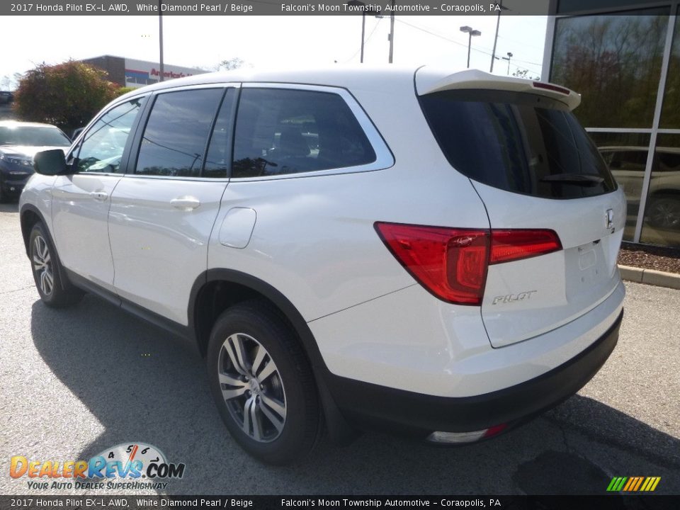 2017 Honda Pilot EX-L AWD White Diamond Pearl / Beige Photo #2