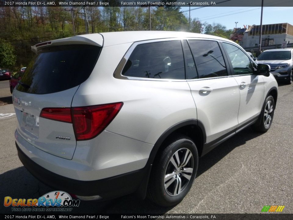 2017 Honda Pilot EX-L AWD White Diamond Pearl / Beige Photo #4