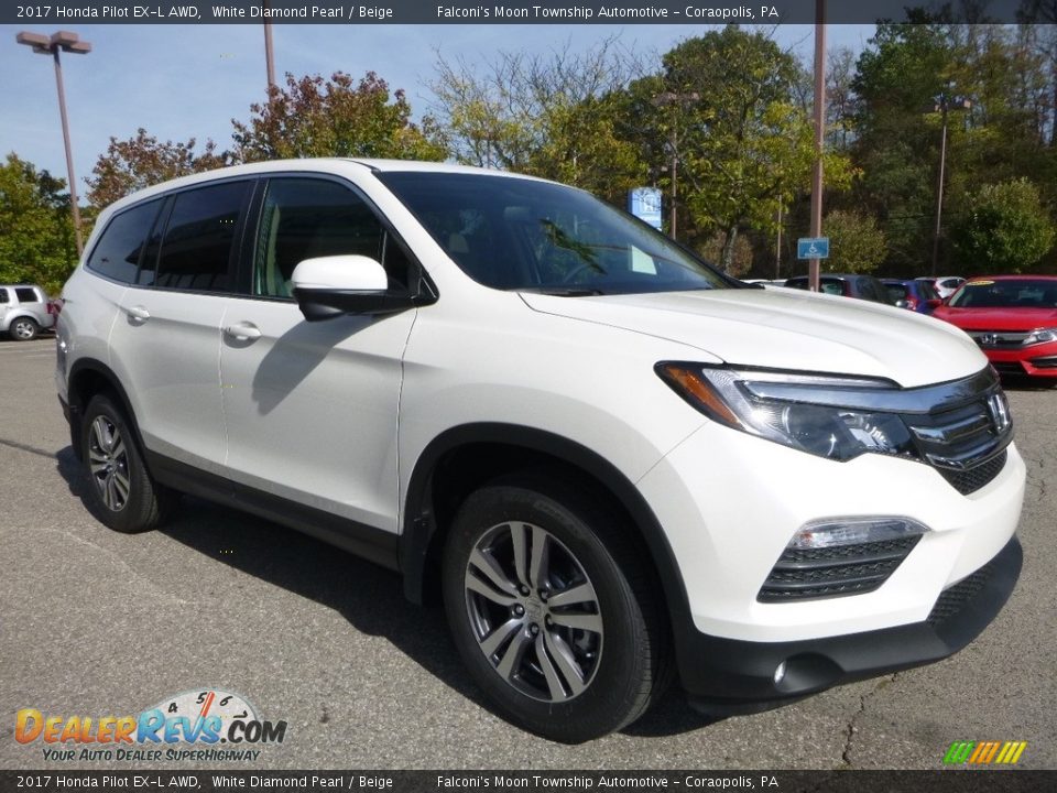2017 Honda Pilot EX-L AWD White Diamond Pearl / Beige Photo #5