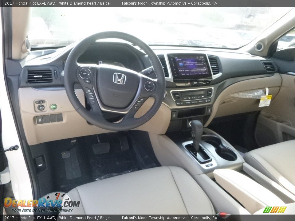 2017 Honda Pilot EX-L AWD White Diamond Pearl / Beige Photo #11