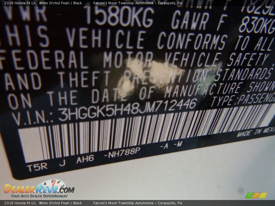 2018 Honda Fit LX White Orchid Pearl / Black Photo #12