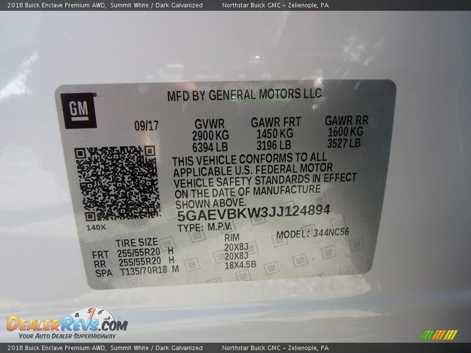 2018 Buick Enclave Premium AWD Summit White / Dark Galvanized Photo #16