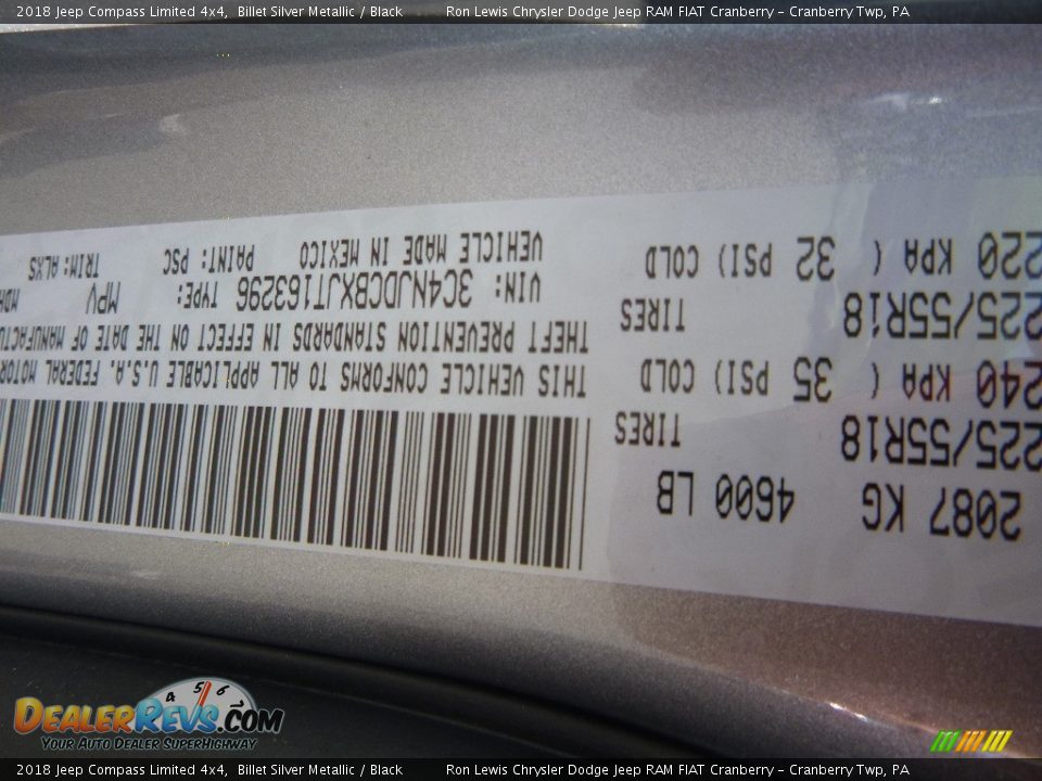 2018 Jeep Compass Limited 4x4 Billet Silver Metallic / Black Photo #14