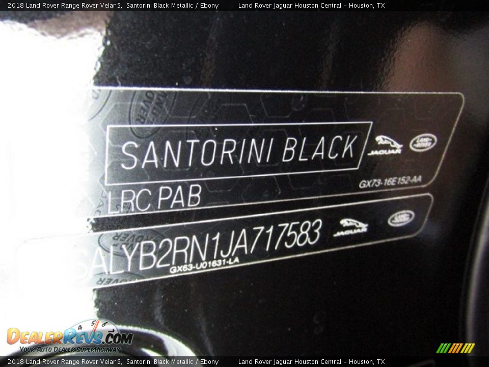 2018 Land Rover Range Rover Velar S Santorini Black Metallic / Ebony Photo #23
