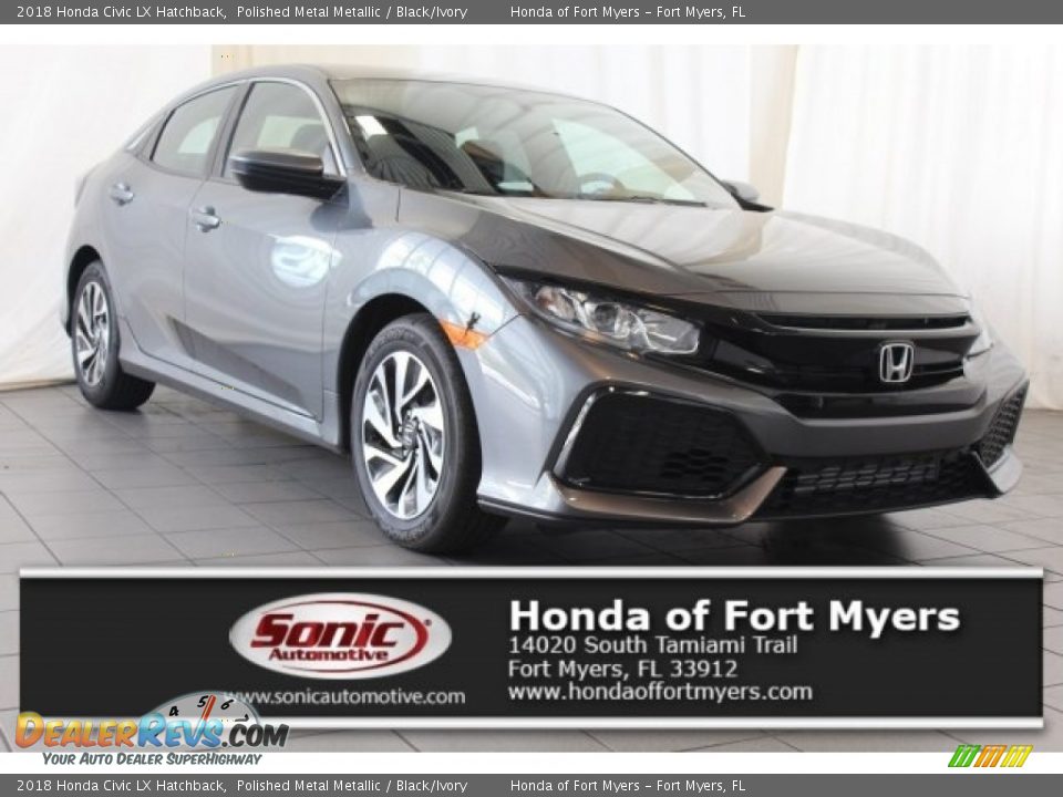 2018 Honda Civic LX Hatchback Polished Metal Metallic / Black/Ivory Photo #1