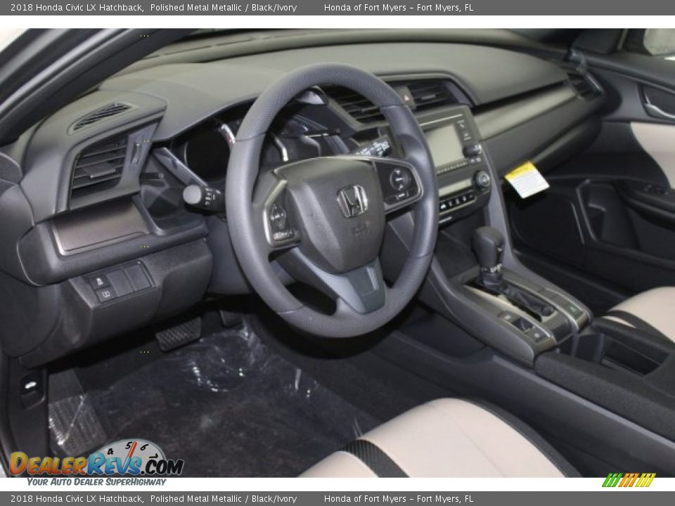 2018 Honda Civic LX Hatchback Polished Metal Metallic / Black/Ivory Photo #12