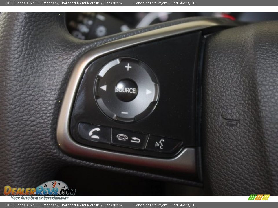 2018 Honda Civic LX Hatchback Polished Metal Metallic / Black/Ivory Photo #13