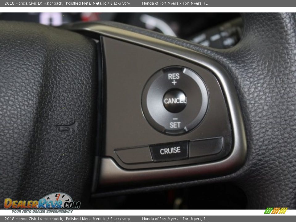 2018 Honda Civic LX Hatchback Polished Metal Metallic / Black/Ivory Photo #14