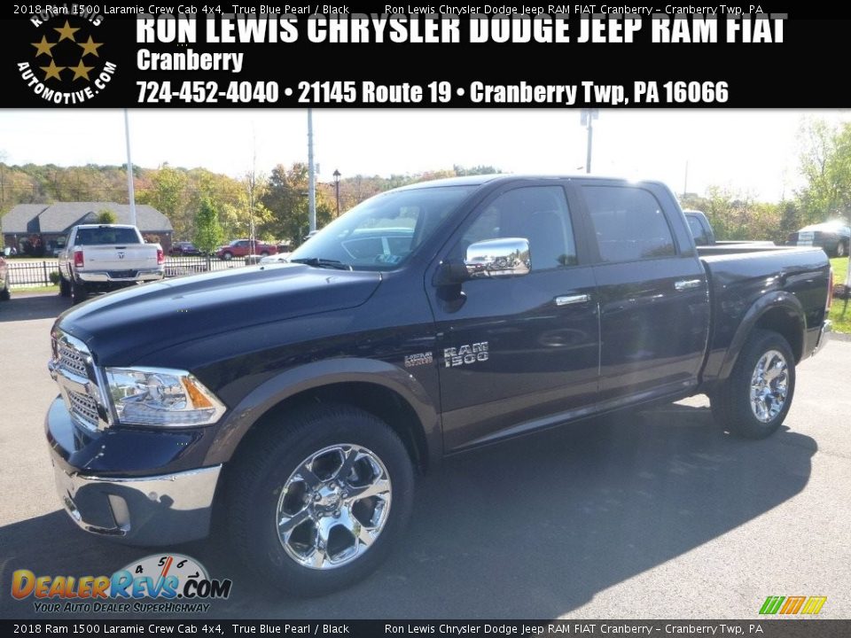 2018 Ram 1500 Laramie Crew Cab 4x4 True Blue Pearl / Black Photo #1