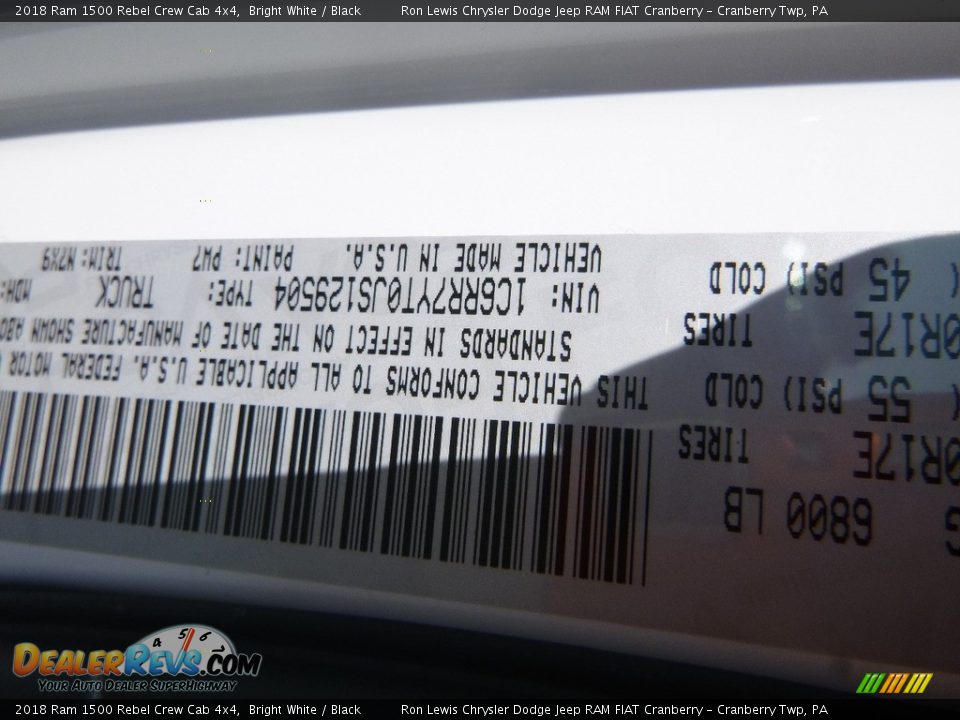2018 Ram 1500 Rebel Crew Cab 4x4 Bright White / Black Photo #15
