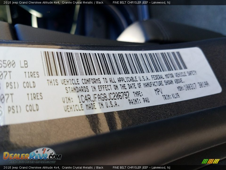 2018 Jeep Grand Cherokee Altitude 4x4 Granite Crystal Metallic / Black Photo #9