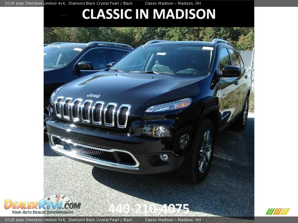 2018 Jeep Cherokee Limited 4x4 Diamond Black Crystal Pearl / Black Photo #1