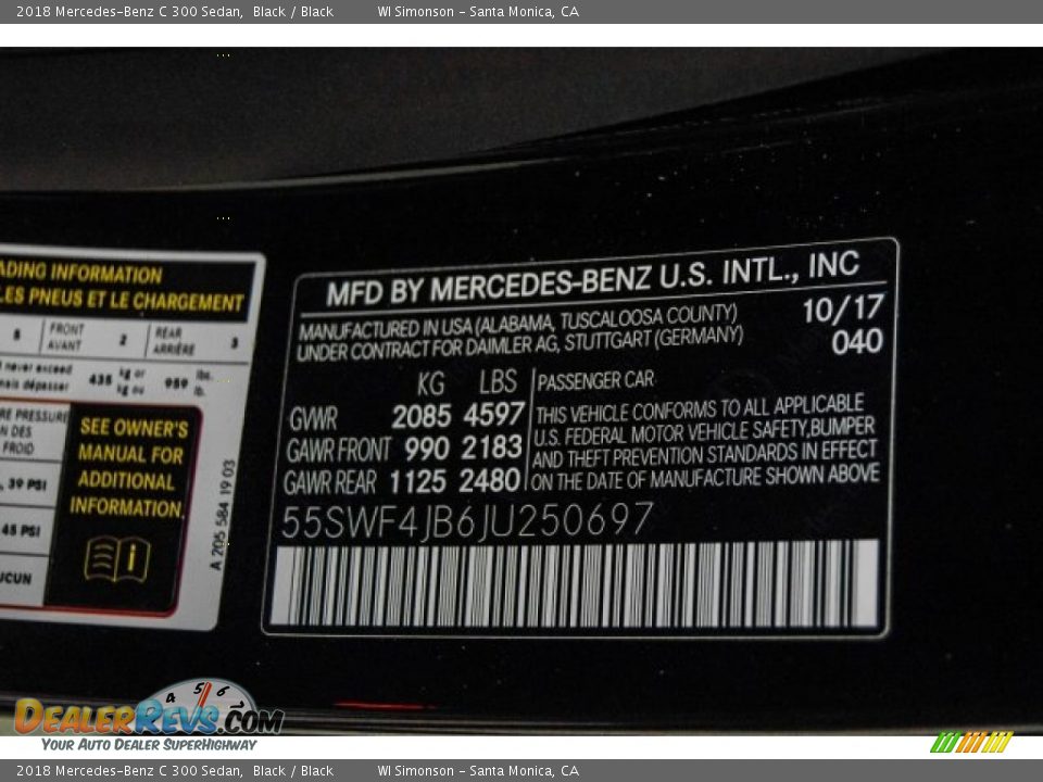 2018 Mercedes-Benz C 300 Sedan Black / Black Photo #10