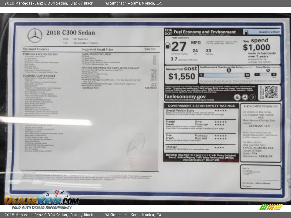 2018 Mercedes-Benz C 300 Sedan Black / Black Photo #11