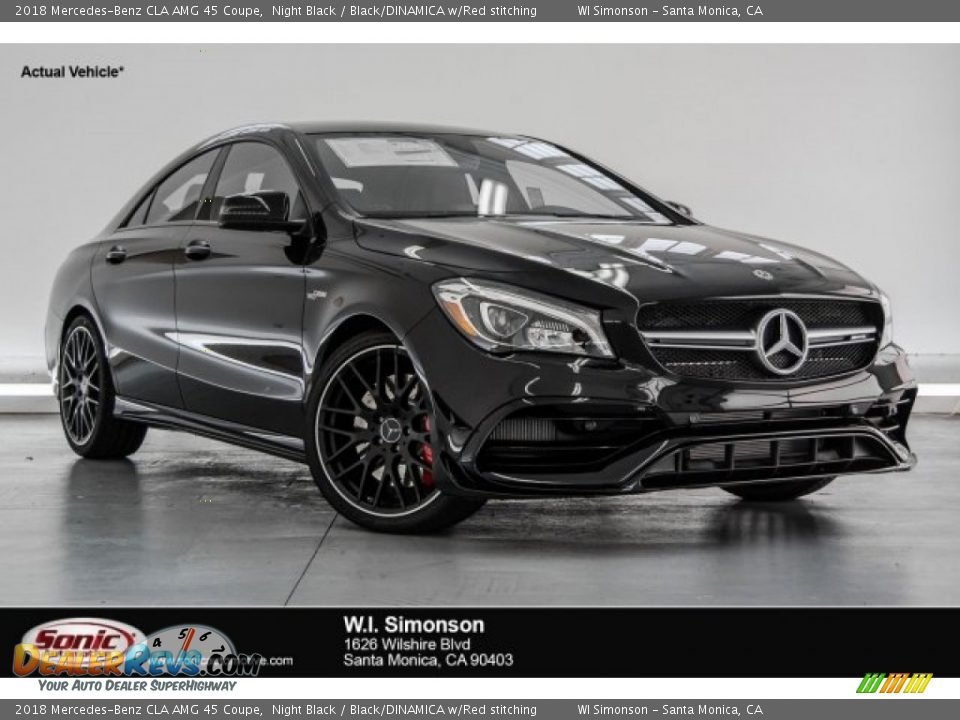 2018 Mercedes-Benz CLA AMG 45 Coupe Night Black / Black/DINAMICA w/Red stitching Photo #1