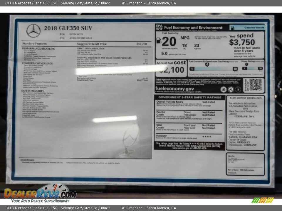 2018 Mercedes-Benz GLE 350 Selenite Grey Metallic / Black Photo #11