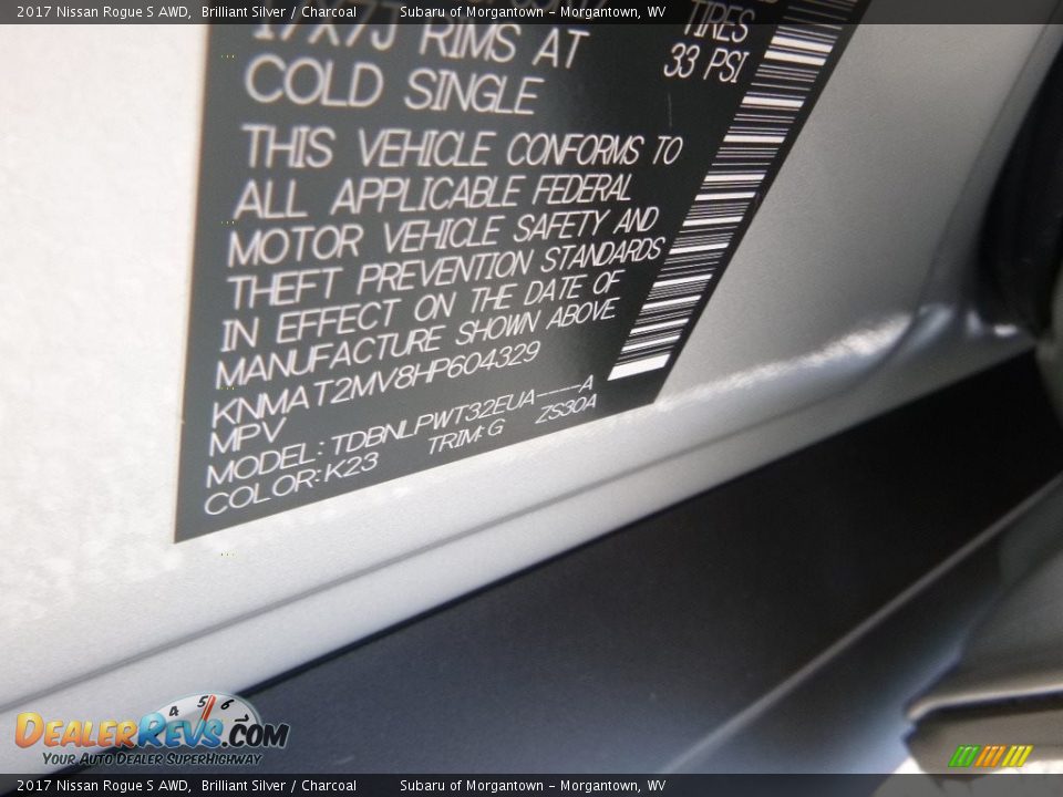 2017 Nissan Rogue S AWD Brilliant Silver / Charcoal Photo #15