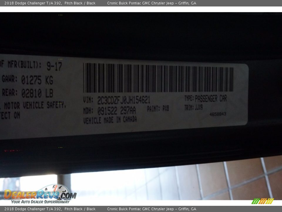2018 Dodge Challenger T/A 392 Pitch Black / Black Photo #14