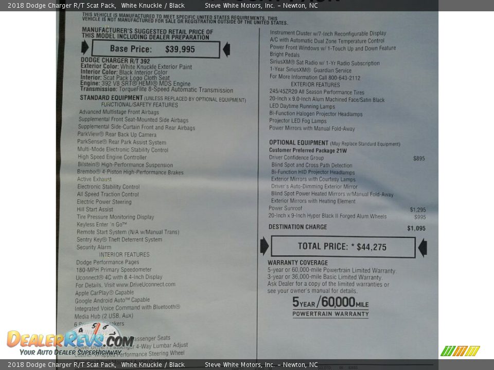 2018 Dodge Charger R/T Scat Pack White Knuckle / Black Photo #32