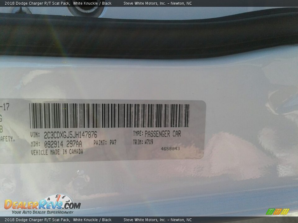 2018 Dodge Charger R/T Scat Pack White Knuckle / Black Photo #33