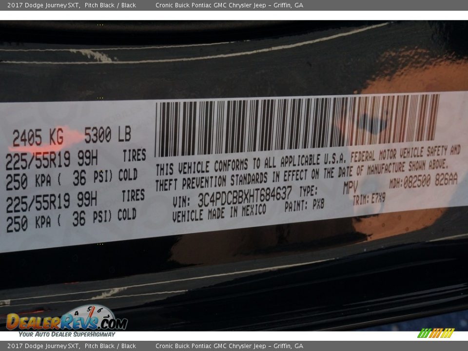 2017 Dodge Journey SXT Pitch Black / Black Photo #15