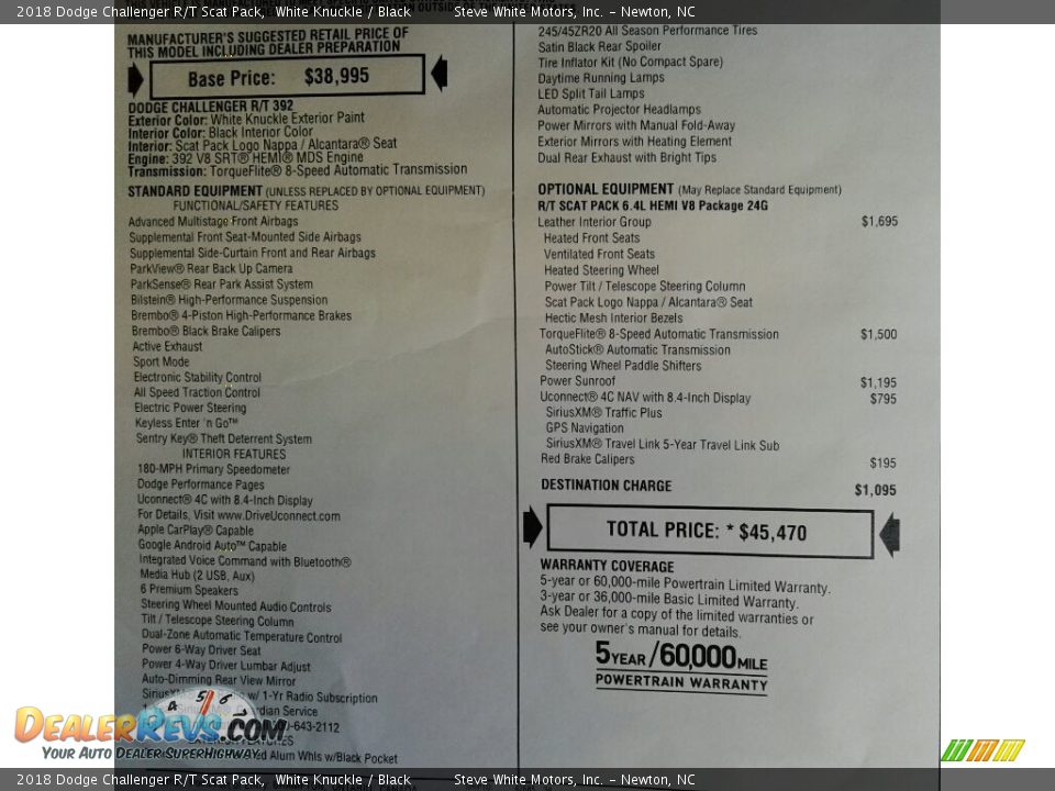 2018 Dodge Challenger R/T Scat Pack White Knuckle / Black Photo #32