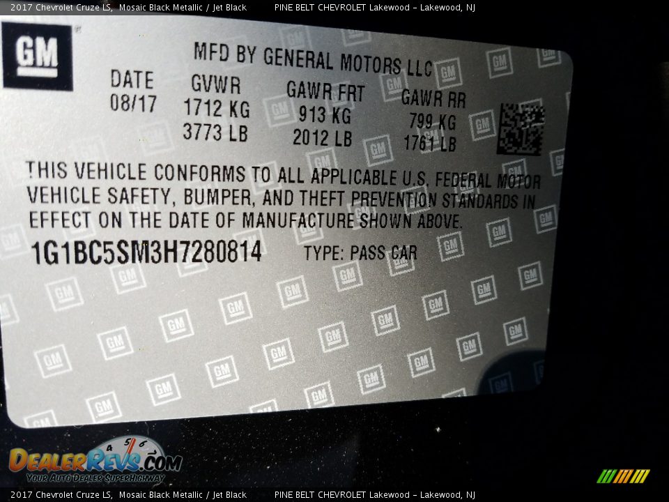 2017 Chevrolet Cruze LS Mosaic Black Metallic / Jet Black Photo #8
