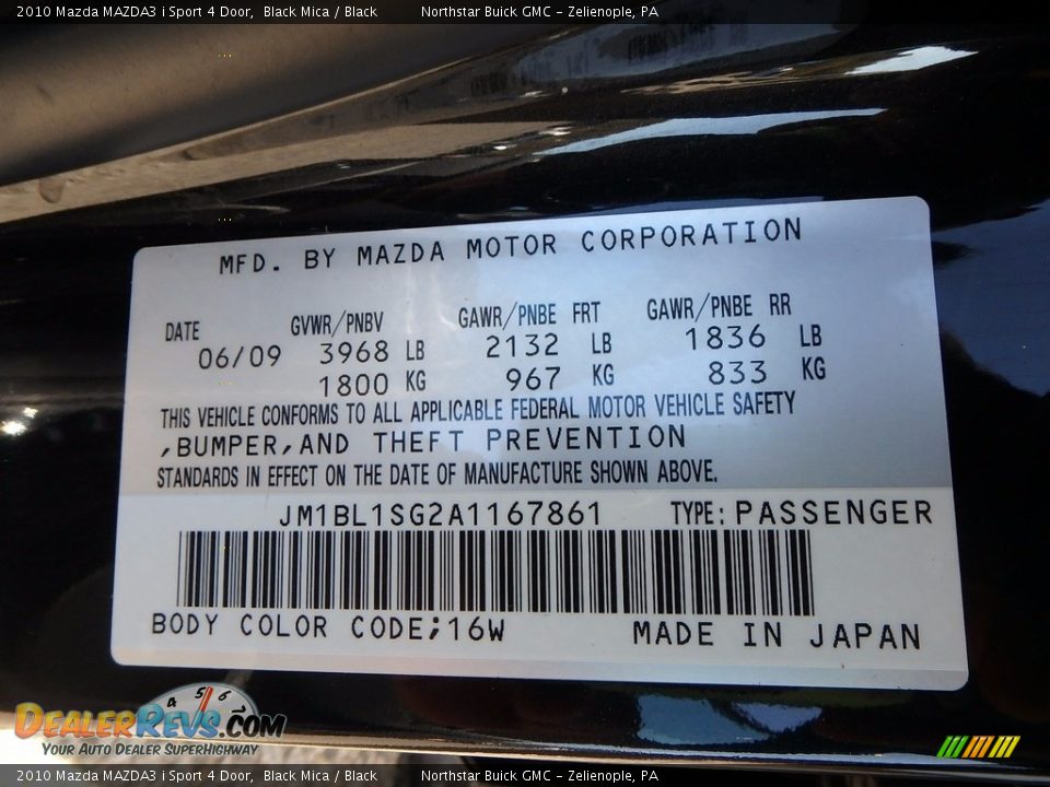 2010 Mazda MAZDA3 i Sport 4 Door Black Mica / Black Photo #20