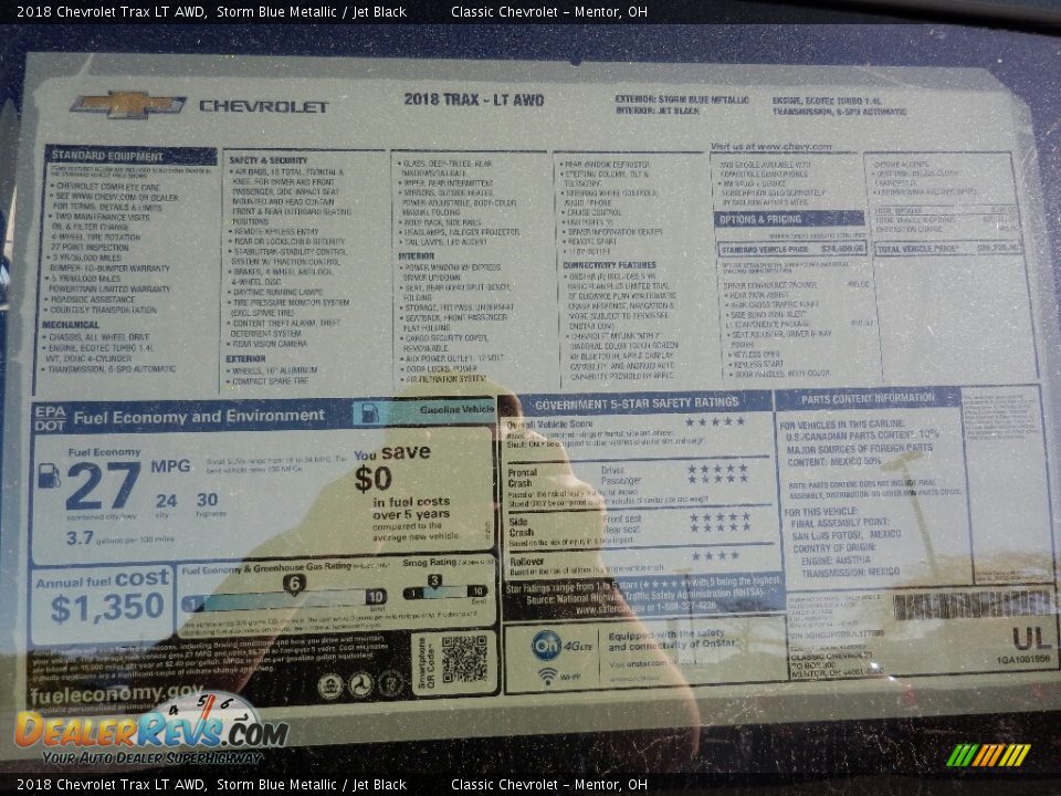 2018 Chevrolet Trax LT AWD Window Sticker Photo #6