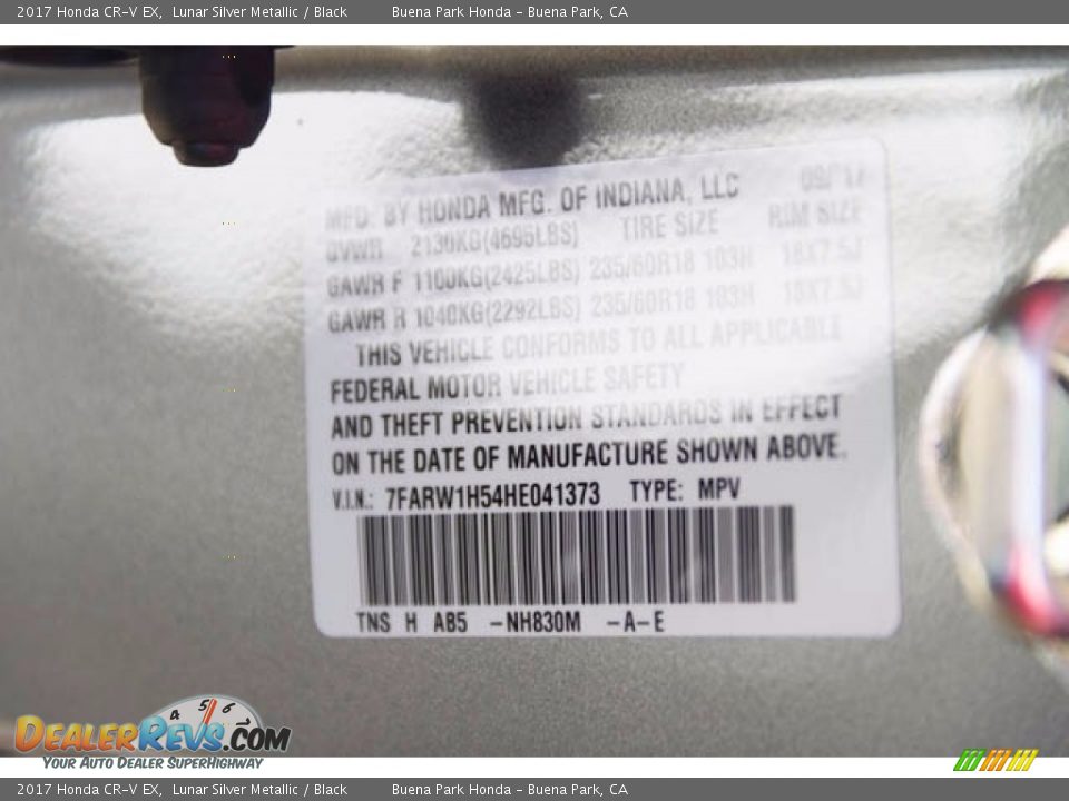 2017 Honda CR-V EX Lunar Silver Metallic / Black Photo #17