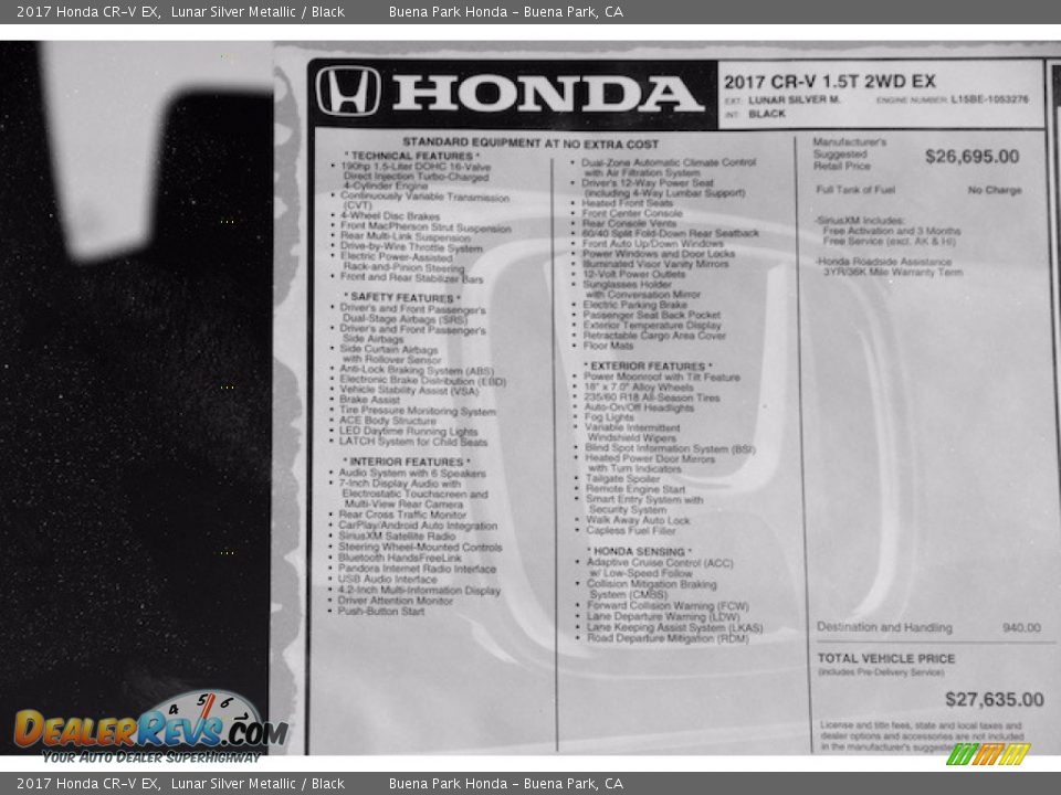 2017 Honda CR-V EX Lunar Silver Metallic / Black Photo #19