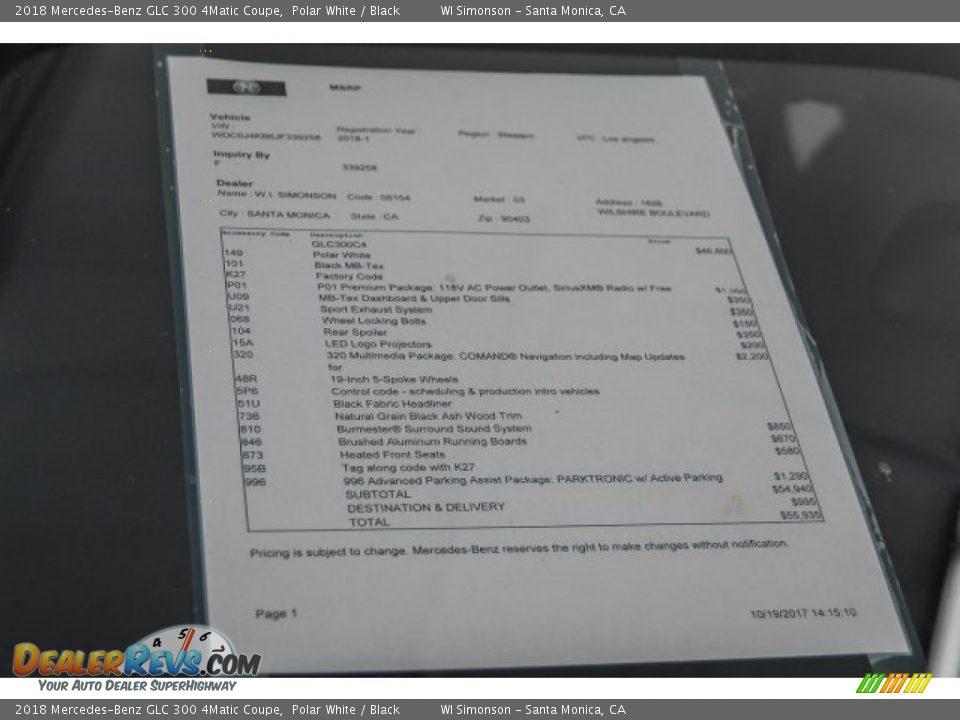 2018 Mercedes-Benz GLC 300 4Matic Coupe Polar White / Black Photo #11