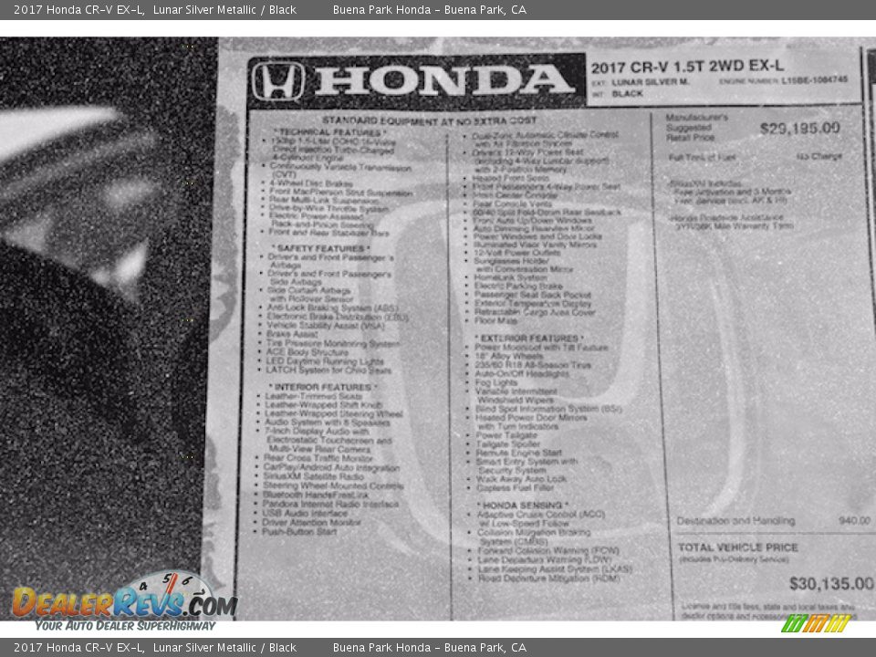 2017 Honda CR-V EX-L Lunar Silver Metallic / Black Photo #17