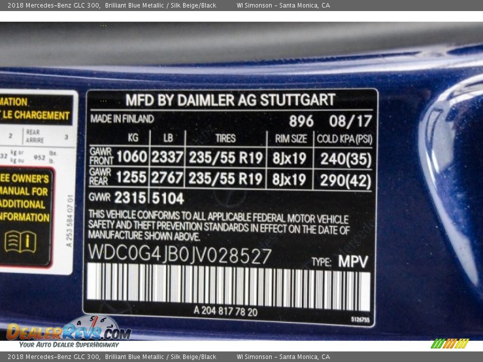 2018 Mercedes-Benz GLC 300 Brilliant Blue Metallic / Silk Beige/Black Photo #10