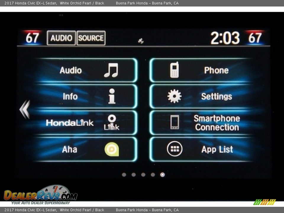 2017 Honda Civic EX-L Sedan White Orchid Pearl / Black Photo #16