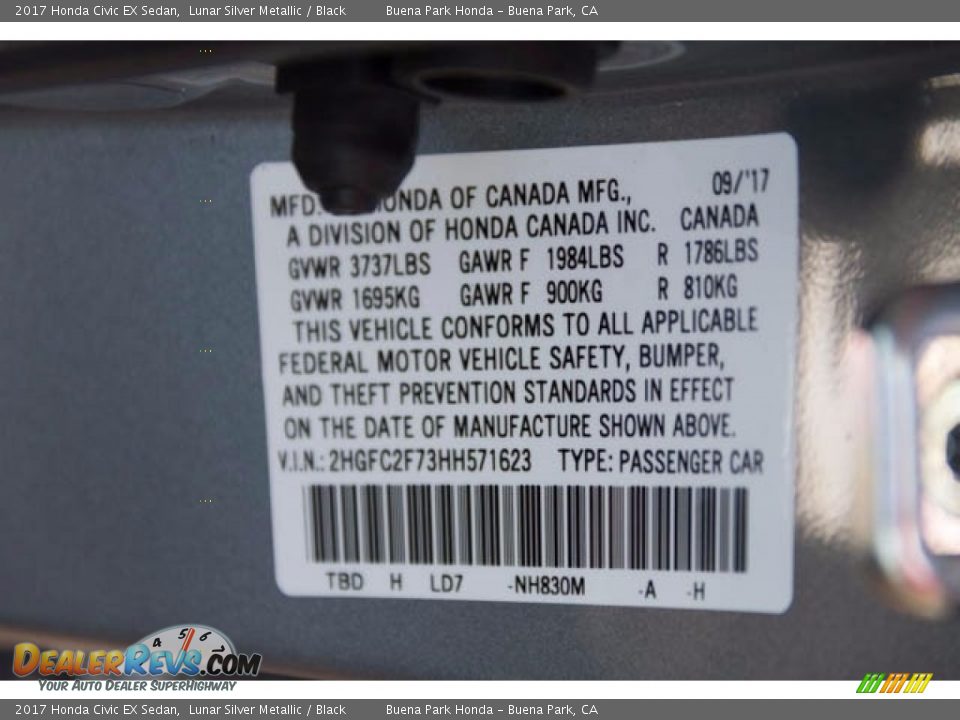 2017 Honda Civic EX Sedan Lunar Silver Metallic / Black Photo #18