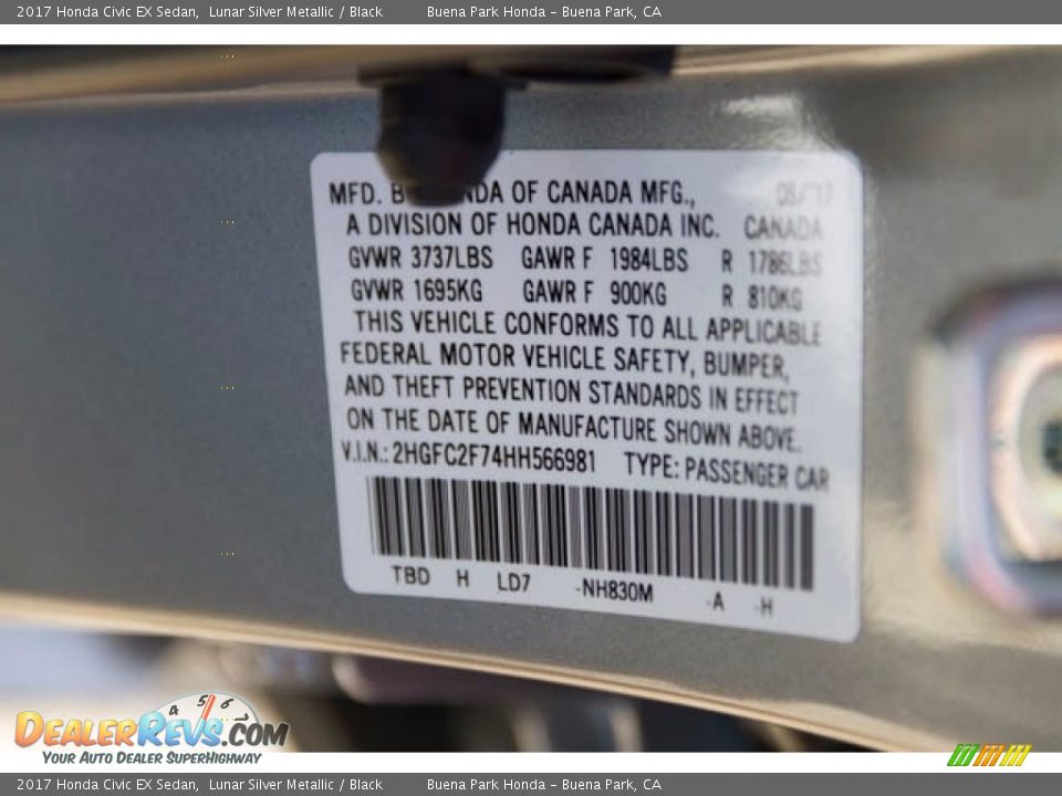 2017 Honda Civic EX Sedan Lunar Silver Metallic / Black Photo #18