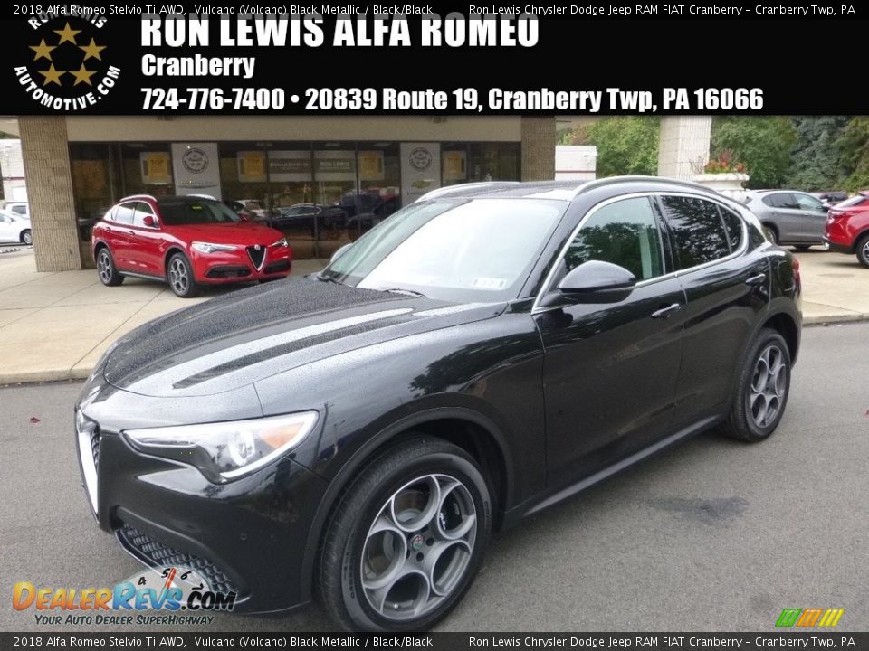 2018 Alfa Romeo Stelvio Ti AWD Vulcano (Volcano) Black Metallic / Black/Black Photo #1