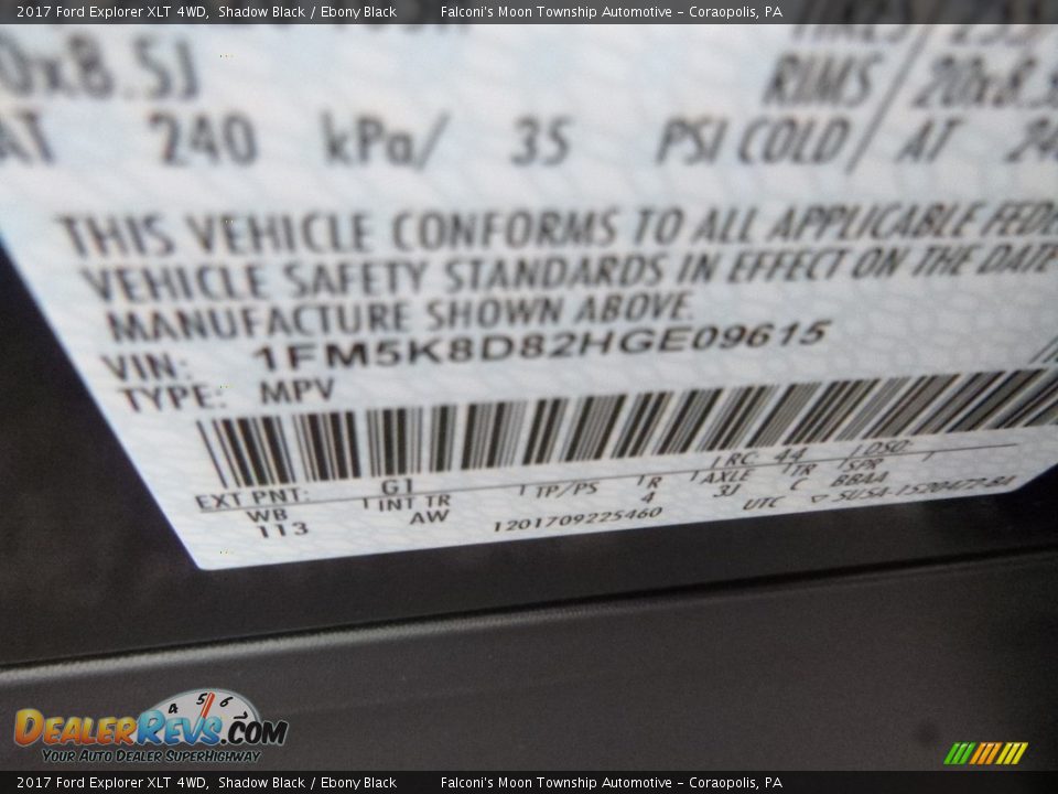 2017 Ford Explorer XLT 4WD Shadow Black / Ebony Black Photo #11