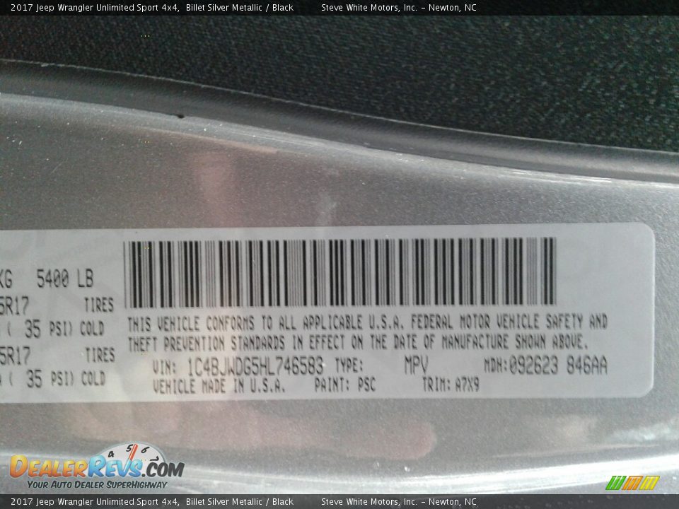2017 Jeep Wrangler Unlimited Sport 4x4 Billet Silver Metallic / Black Photo #27