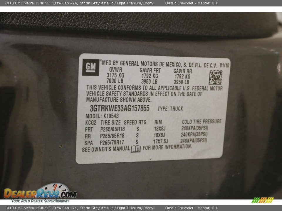2010 GMC Sierra 1500 SLT Crew Cab 4x4 Storm Gray Metallic / Light Titanium/Ebony Photo #18