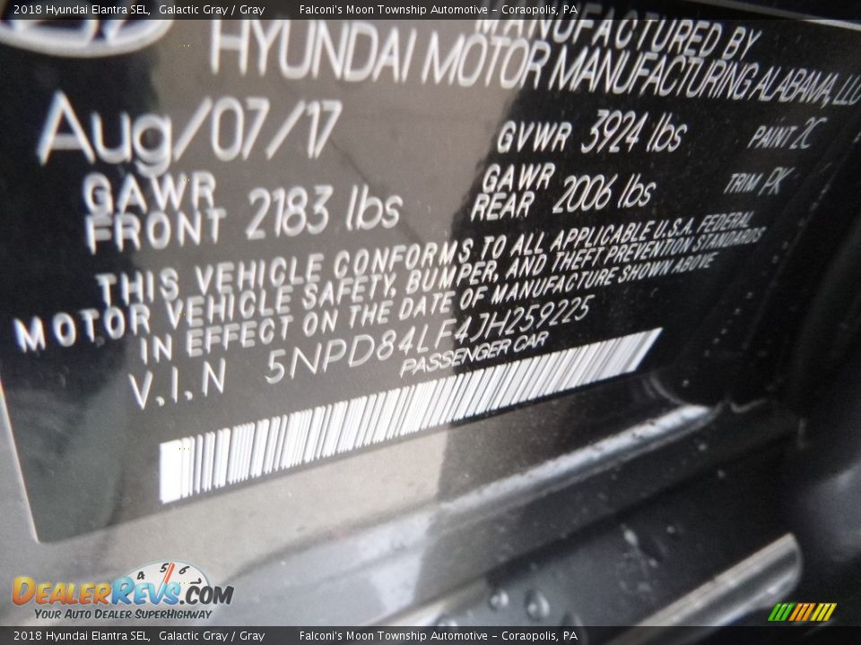 2018 Hyundai Elantra SEL Galactic Gray / Gray Photo #13