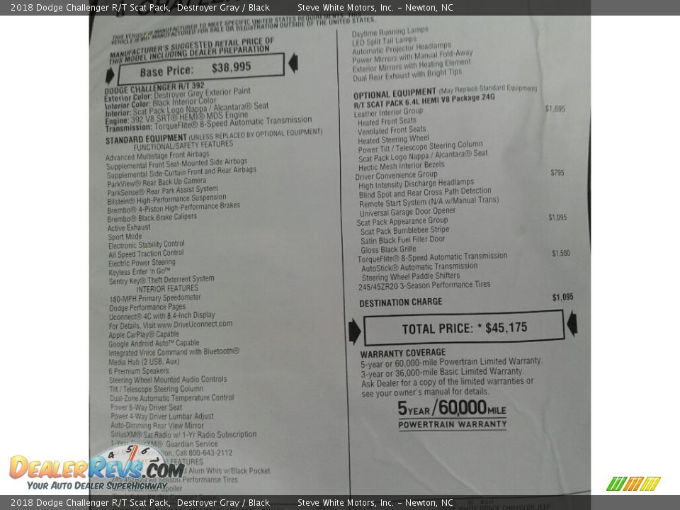2018 Dodge Challenger R/T Scat Pack Destroyer Gray / Black Photo #31