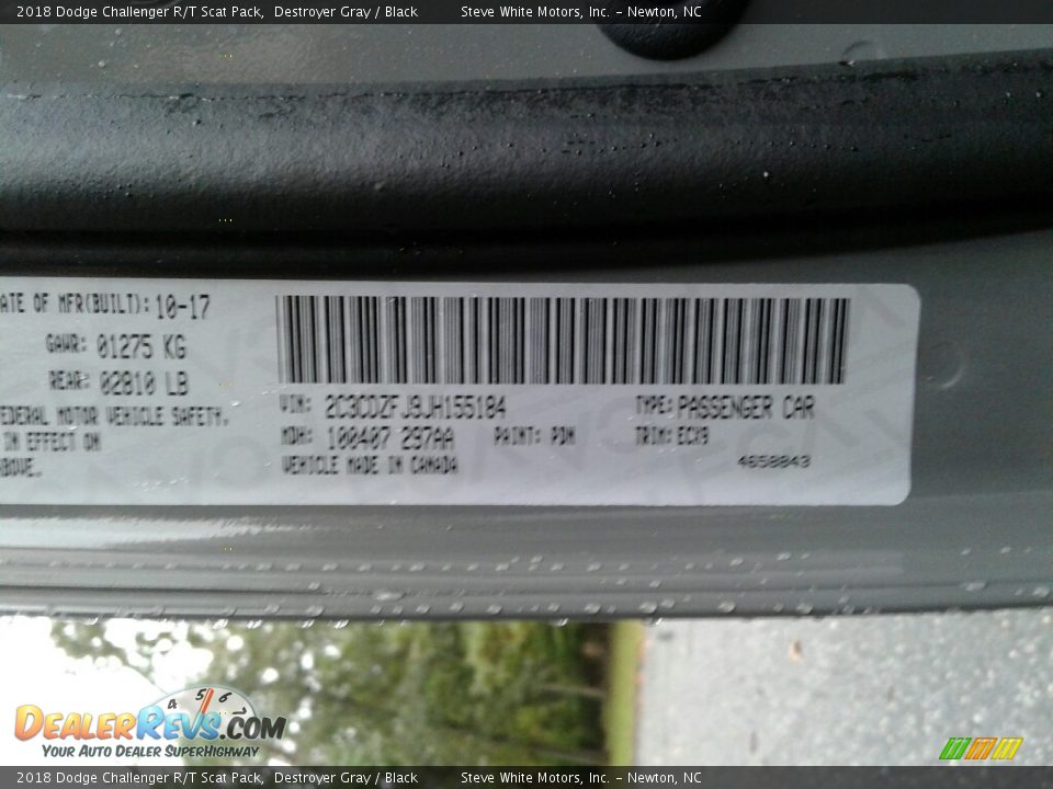2018 Dodge Challenger R/T Scat Pack Destroyer Gray / Black Photo #32