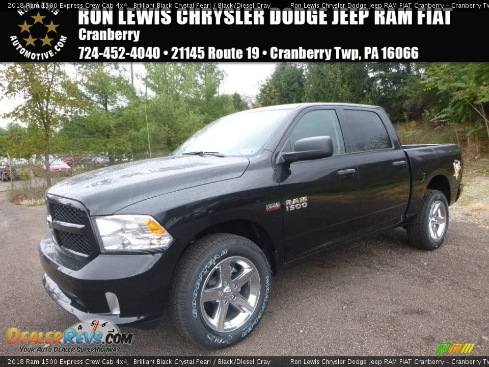 2018 Ram 1500 Express Crew Cab 4x4 Brilliant Black Crystal Pearl / Black/Diesel Gray Photo #1