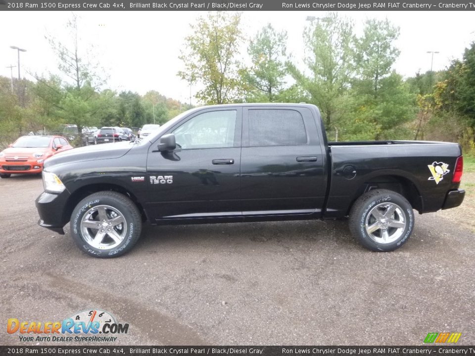2018 Ram 1500 Express Crew Cab 4x4 Brilliant Black Crystal Pearl / Black/Diesel Gray Photo #2