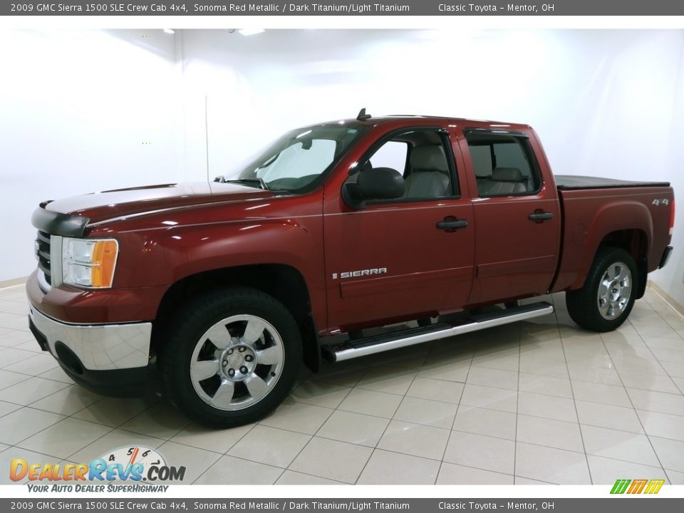 2009 GMC Sierra 1500 SLE Crew Cab 4x4 Sonoma Red Metallic / Dark Titanium/Light Titanium Photo #3