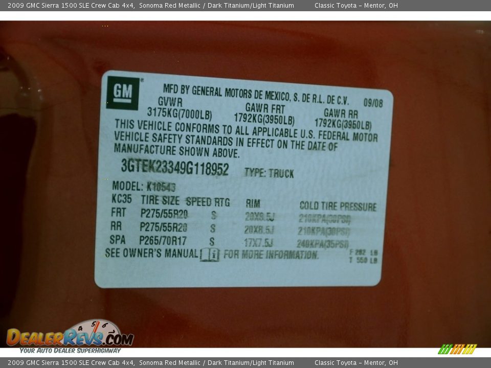 2009 GMC Sierra 1500 SLE Crew Cab 4x4 Sonoma Red Metallic / Dark Titanium/Light Titanium Photo #17