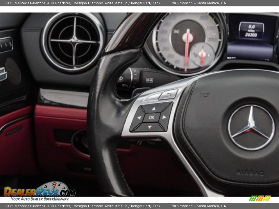 2015 Mercedes-Benz SL 400 Roadster designo Diamond White Metallic / Bengal Red/Black Photo #14