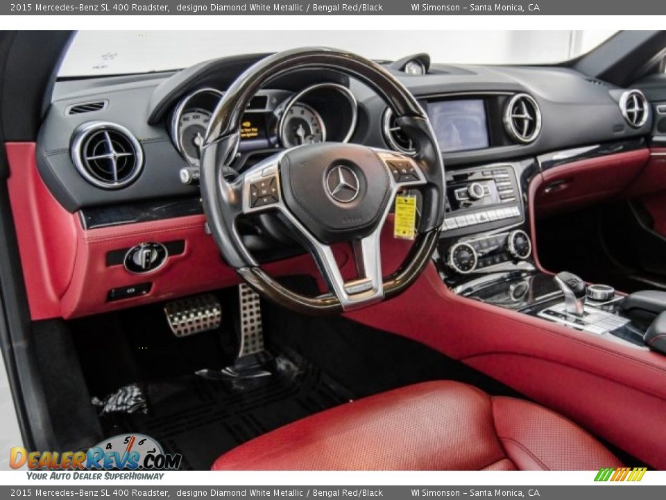2015 Mercedes-Benz SL 400 Roadster designo Diamond White Metallic / Bengal Red/Black Photo #19